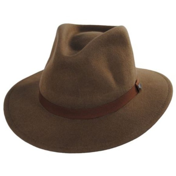 Brixton Messer Packable Wool Felt Fedora Hat Desert Palm Size S
